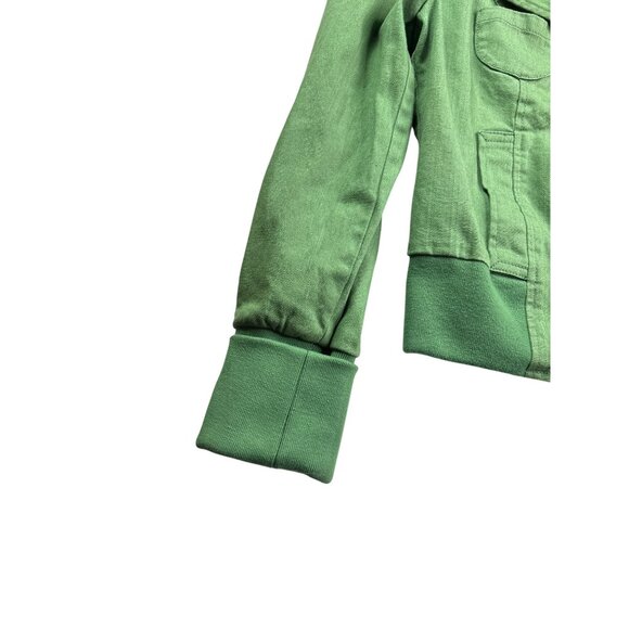 Vintage Y2K Tulle Green Moto Zip Front Jacket With Cuffed Sleeves Size XL - Picture 3 of 6